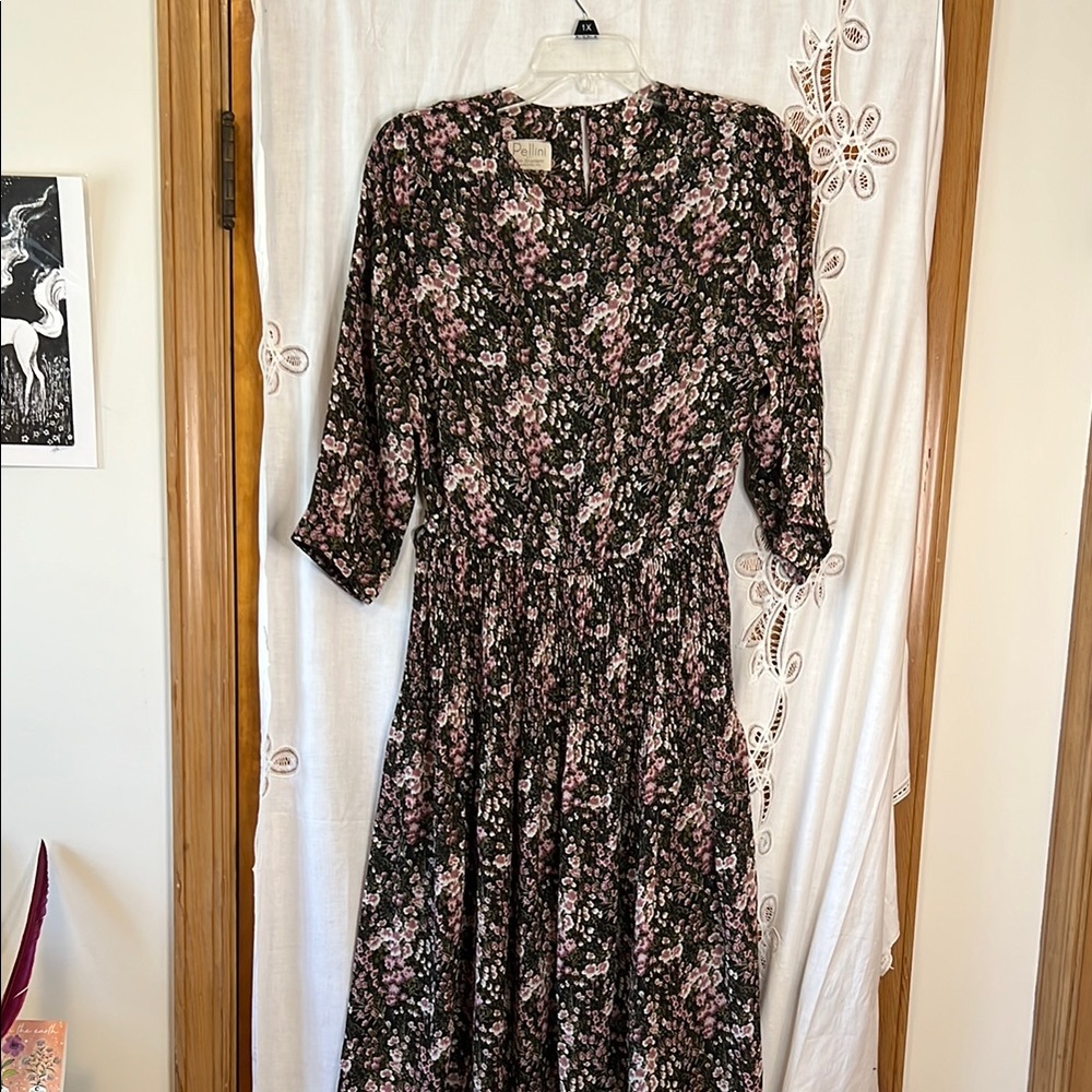 Black, pink, and green sheer floral Sundress by Pellini by Von Bramlett